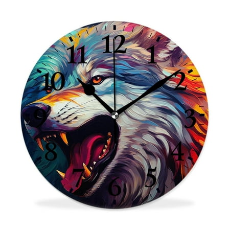 XNSJVGB Silent Non Ticking 16 inch Round Wall Clocks,Rainbow Leopard Print Cheetah Pink colorful,Winter Birds Drawing,Decorative Clocks for Living Room Kitchen Bedroom