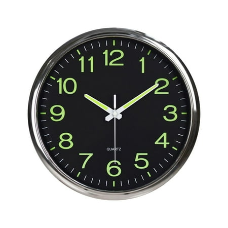 XunRui Clock 12 Inch Luminous Silent Non Ticking Night Glow In The Dark Quartz Wall Clock