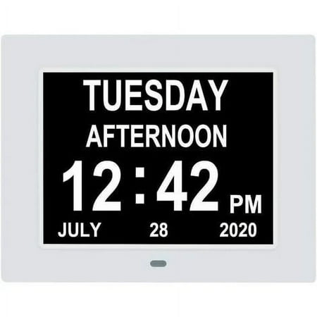 XUWSSF Dementia Clock for Seniors, Extra Large Digital Calendar Clock with Custom Alarms, 8 Alarm Options & 8 Language Support