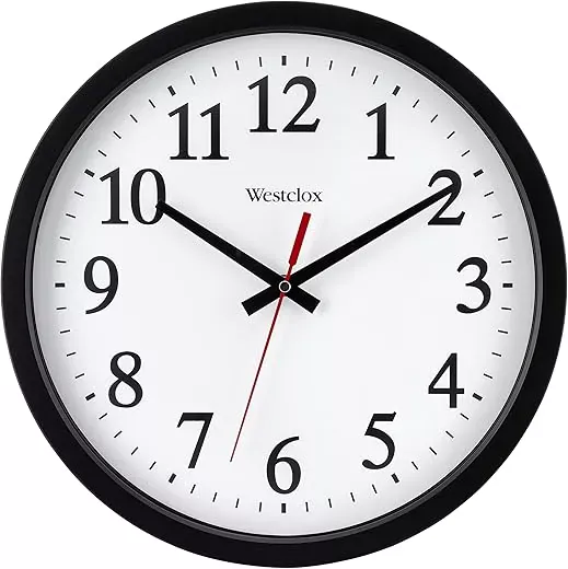 Westclox 14" Round Electric Powered Office Wall Clock, Black