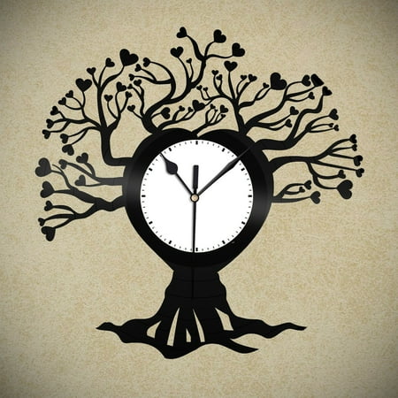 YanGxx Family Tree Vinyl Wall Clock Record Unique Tree Design Office Home Decoration Vintage Design Office Bar Room Home Decor