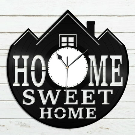 YanGxx Home Sweet Home Vinyl Wall Clock Unique Gift for Friends Home Room Decoration Vintage Design Office Bar Room Home Decor