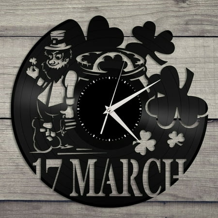 YanGxx Saint Patrick's Day Vinyl Wall Clock Unique Gift for Friends Home Decoration Vintage Design Office Bar Room Home Decor