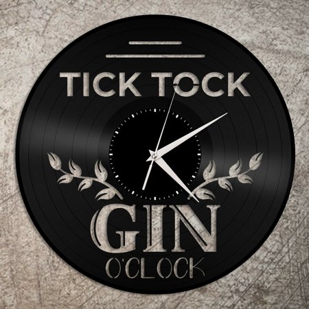 YanGxx Tic Toc Gin O'clock Vinyl Wall Clock Unique Gift for Friends Home Decoration Vintage Design Office Bar Room Home Decor