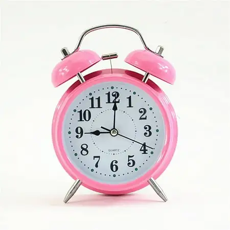 Yannee Twin Bell Analog Alarm Clock, Pink Brushed Metal Vintage Loud Clocks Bedside Desk Retro Clocks