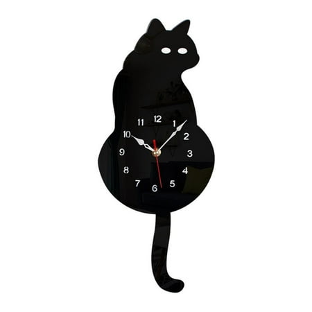 YaoLEO Clearance ClockCat Tail Rocking Wall Clock Funny Cartoon Cat Rocking Clock