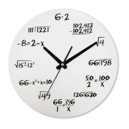 YAOMOBB Engineer Gift Silent Non Ticking Math Wall Clock Wooden Clock for Classroom and Home Decoration