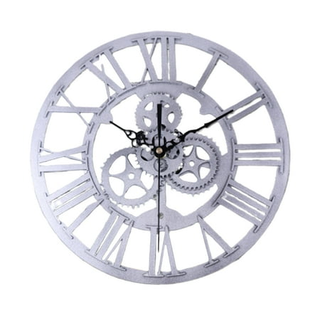 YARNOW 1Pc Retro Gear Wall Clock Decorative Wall Clock Industrial Style Wall Clock(Silver)