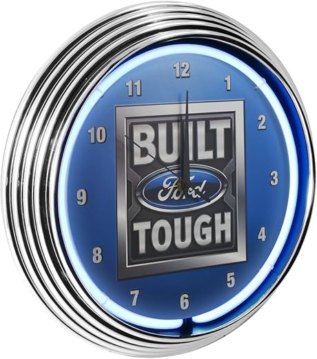 Yates Performance Neonetics Built Ford Tough Neon Wall Clock, 15-Inch