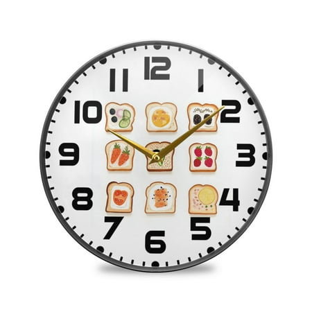 Yayeee Wall Clock for Living Room 9.5 inch Battery Operated Round with Holder, Various Toasts