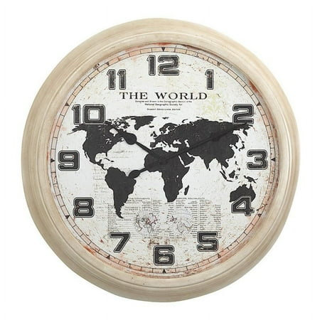 Yosemite Home Decor 37 Rustic World Map Metal Wall Clock in Multi-Color