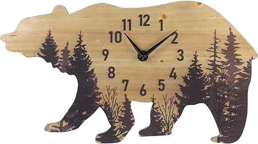 Young's Inc Wood Bear Lodge Wall Clock - Wall Clocks for Living Room Decor - Functional and Decorative Beach, Lake, and Farmhouse Wall Clock - 20 W x 11 H