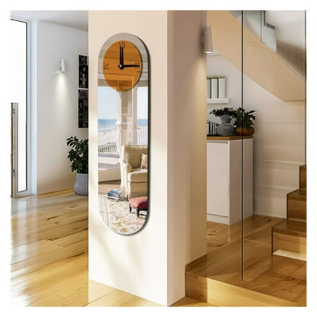 Yunwen Wall Clock Battery Operated Modern Mirror Clock Silent Glass Decorative Clock XL