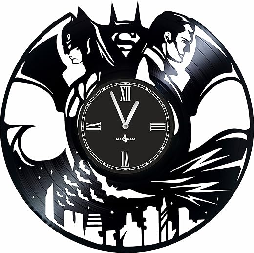 YuSer Wall Clock Vinyl Compatible with Batman VS Superman - 12 inch - Precision Silent Quartz Movement - Best Gift for Fans Film Batman VS Superman - Original Design - Home Decoration