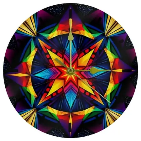 YZUOUZY Bathroom Wall Decor,Outdoor Clock,Acrylic Wall Clocks,Kaleidoscope Dreamy