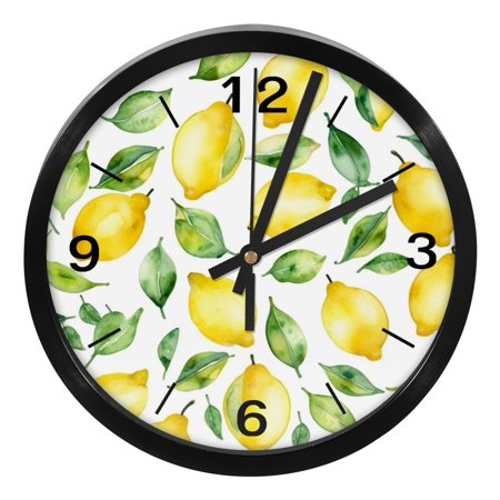 YZUOUZY Wall Decor,Clock,PP Plastic Wall Clocks,Lemon Lemons Watercolor Hand Drawn