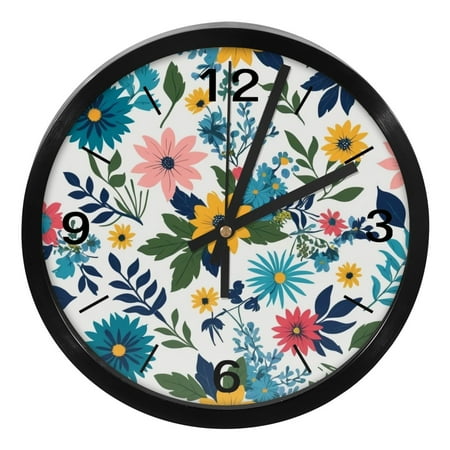 YZUOUZY Wall Decor Living Room,Outdoor Clock,PP Plastic Wall Clocks,Summer Tiny Flower