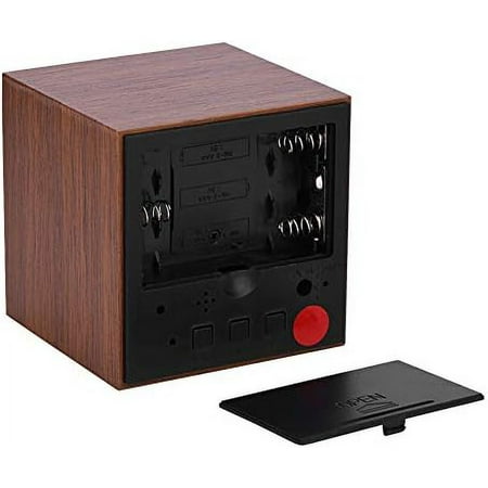 ZAGHNRENJ Wooden Cube Alarm Clock with Voice Control Function, Digital Clock Displays Time&Temperature for Kids, Bedrooms, Home, Dormitory etc (Brown) AAY-1758