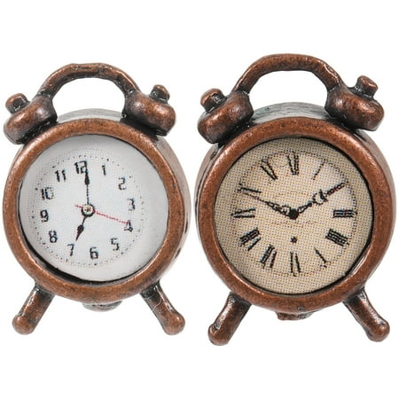 Zehuanyu 2pcs Mini Alarm Clock Models Miniature Clock Toy Kids Pretend Play Toy Photo Props