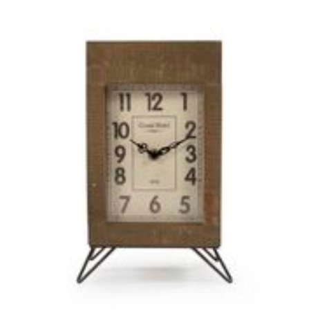 Zentique 10.5 Brown and White Distressed Finish Rectangle Desk Clock