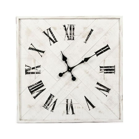 Zentique 24 White and Black Distressed Finish Square Corbett Wall Clock