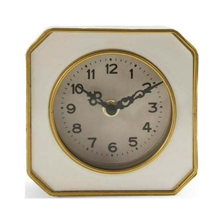 Zentique 5 White and Gold Traditional Solid Desk Clock