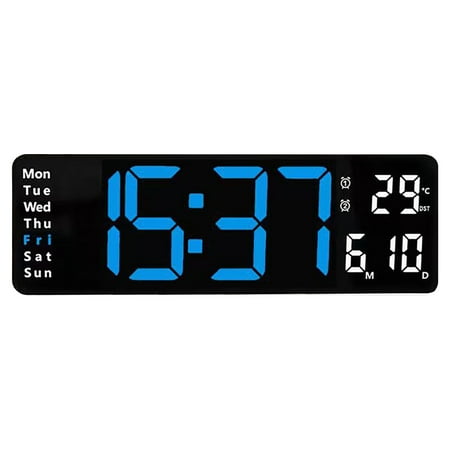 Zynic Large LED Digital Wall Clock Temperature Date Day Display USB Remote Control