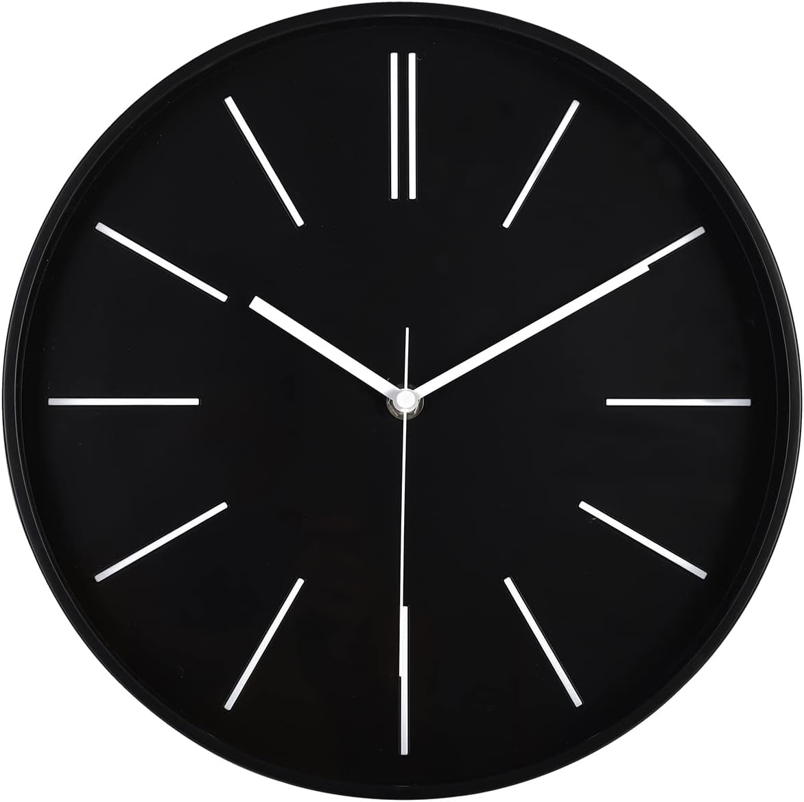 zyzamay Modern 12 Inch Round 3D Wall Clock, Black, Silent Quartz Battery Operated, Easy to Read, Accurate Time, Modern Style