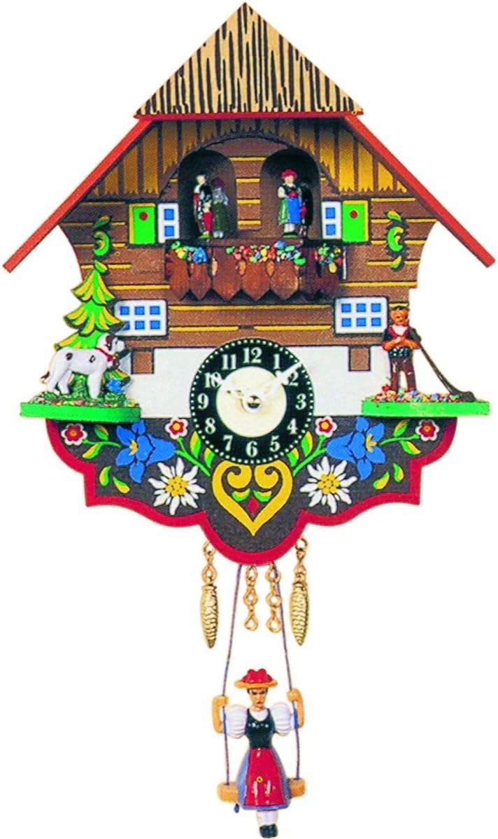 0193SQT Engstler Battery-Operated Clock-Mini Size with Music/Chimes-7.5" H x 7" W x 3" D, White