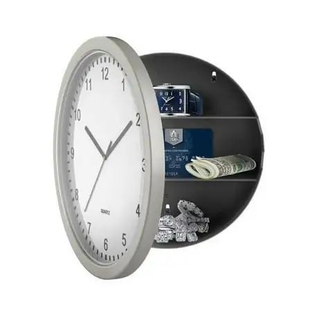 10 in. Wall Clock with Hidden Safe - Silver