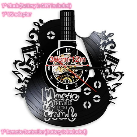 12Guitar Vinyl Record Wall Clock w/LED Light Wall Clock Home Art Wall Decor USA