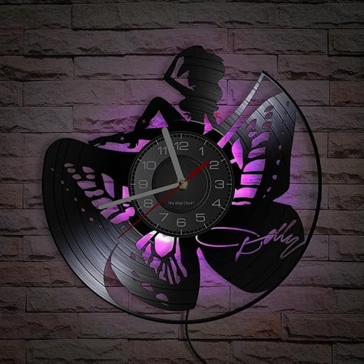 12 Inch Fairy Butterfly LED Wall Clock with 7 Colors Changing, Silent Quartz Non Ticking Modern Decorative Analog Vinyl Record Wall Clock for Bedroom Living Room Decor Valentines Day Gifts