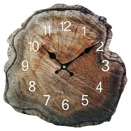 12 Inch Simulation Annual Ring Wooden Wall Clock Old Wood Grain Silent Clocks Watch Living Room Home Office Decorations