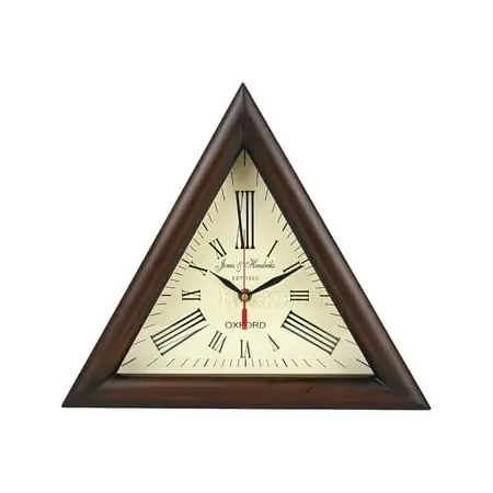 12'' Large Wooden Triangle Wall Clock Designer Numbers Wall Mounted or Table Clock for Office Hallway Dining & Living Room Home & Decor Gift Item