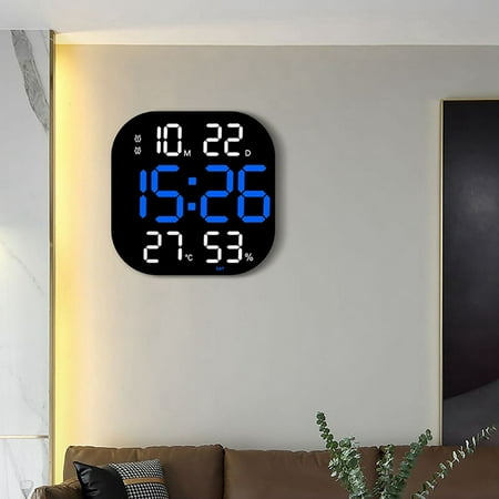 13Inch Wall Clock Brightness Adjustable Remote Control LED Digital Clock Electronic Dual Alarm Clock Living Room-B