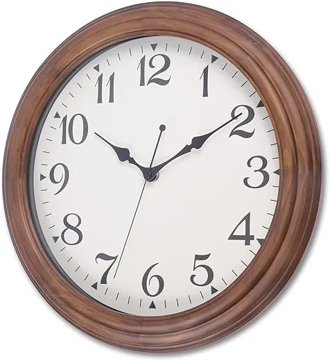 14 Inch Wooden Wall Clock, Retro Wood Wall Clocks Battery Operated, Large Silent Sweep Movement Accurate Wall Clock for Living Room Bedroom Housewarming Xmas New Year Present