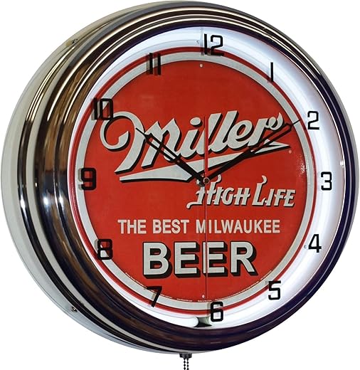 16in Miller High Life The Best Milwaukee Beer 16in White Neon Clock Man Cave Decor