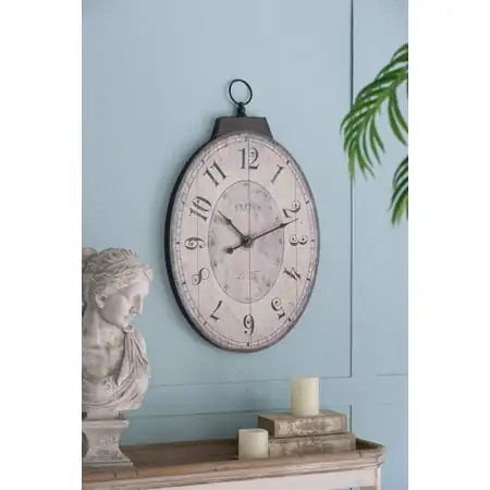 18x29 Oval Vintage Stylish Wall Clock Battery Operated,Outdoor Clock,Decorative Wall Clock for Home,Office,Dinning Room