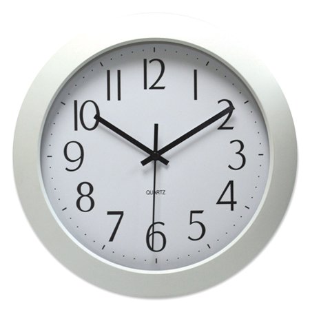 1PACK Universal Whisper Quiet Clock, 12 Overall Diameter, White Case, 1 AA (sold separately)