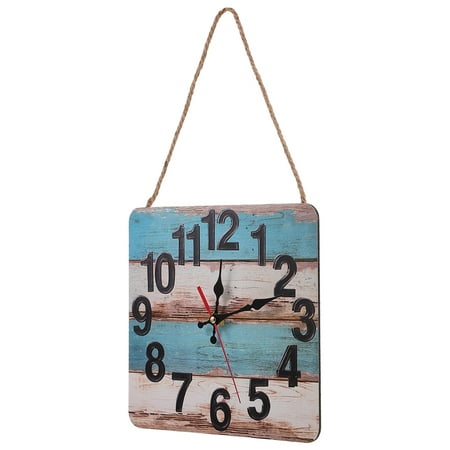 1Pc All-match Wall Clock Vintage Hanging Clock Living Room Clock with Hanging Rope