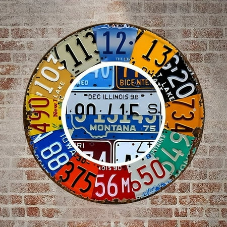 1Pc, License Plate Clock Face Vintage Metal Tin Sign, Vintage Plaque Decor, Hanging Plaque, Wall/Room/Home/Restaurant/Bar/Cafe/Door/Courtyard/Garage Decor