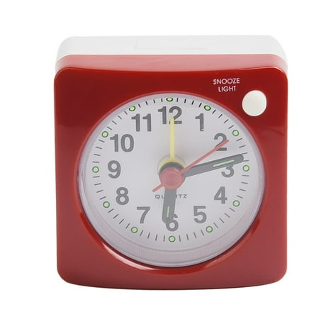 1 Pcs 2.4inch Mute Small Travel Alarm Clock, Red Light Weight Travel Clock with Night Light No Tick Snooze Silent Small Bedside Clocks