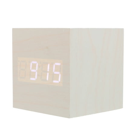 1pc Square Alarm Clock Wooden Alarm Clock Dual Display Clock Mini Alarm Clock