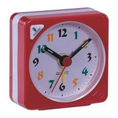 1 Pcs Red Travel Analog Alarm Clock, 2.24 inch Square Small Alarm Clock Jumping Second Has Sound, Battery Operated, Good Decoration For Tabletop, Desk & Shelf, Bedrooms