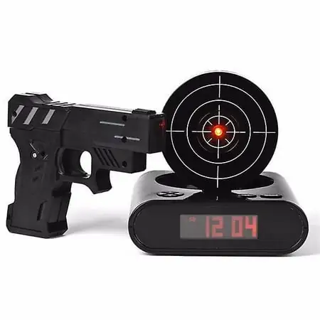 1 Set Desk Gadget Target Laser Shooting Gun Alarm Clock Lcd Screen Gun Alarm Colck/target Alarm Clock