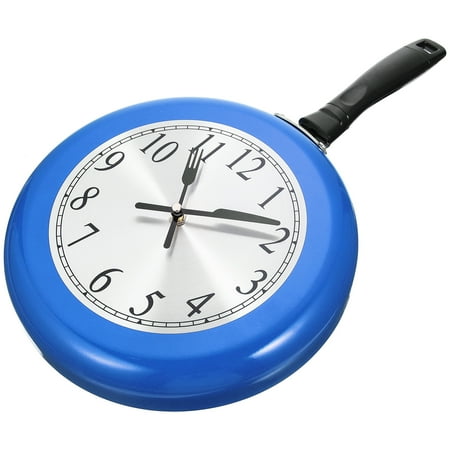 1 Set of Household Wall Clock Stainless Steel Wall Clock Frying Pan Modeling Wall Clock Pendant