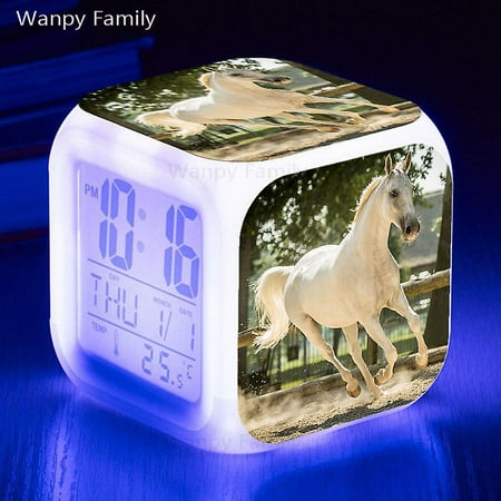 2023new Galloping Horses Alarm Clocks 7 Color Multifunction Luminous Electronic Alarm Clocks For Kids Birthday Gifts