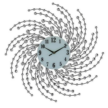 24 in. Round Wall Clock, Silver Spirals