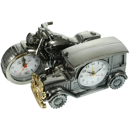 2Pcs Novelty Alarm Clock Motorcycle Table Desk Time Clock Car Shaped Alarm Clock