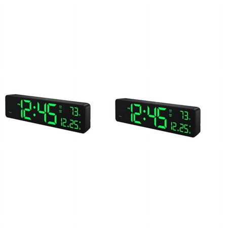 2X Digital Wall Clock,LED Digits Display,Dual Alarm Clock, Auto-Dimming,12/24Hr Format Silent Wall Clock for Room